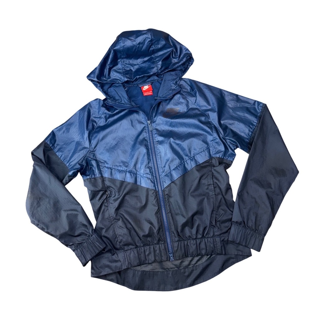 Nike Windrunner Hooded Windbreaker Jacket Blue Two Tone Ripstop Womens Small